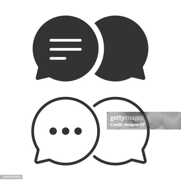 chat speech bubble icon. text message, dialogue cartoon balloons vector design on white background. - communication logo stock illustrations