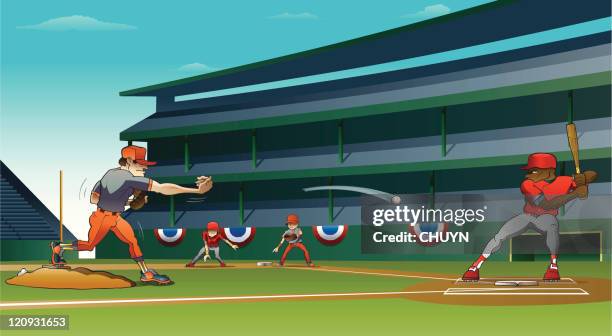 wichtigsten ligen show - einen baseball schlagen stock-grafiken, -clipart, -cartoons und -symbole