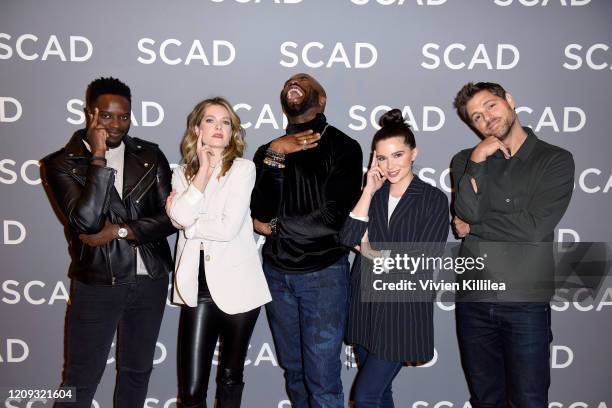 Matt Ward, Meghann Fahy, Stephen Conrad Moore, Katie Stevens and Sam Page attend SCAD aTVfest 2020 - "The Bold Type" panel on February 28, 2020 in...