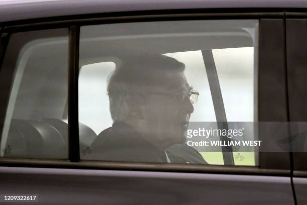Australian Cardinal George Pell leaves after being released from Barwon Prison near Anakie, some 70 kilometres west of Melbourne, on April 7, 2020. -...