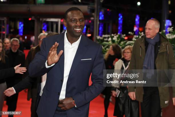 Omar Sy arrives for the "Police" premiere during the 70th Berlinale International Film Festival Berlin at Berlinale Palace on February 28, 2020 in...