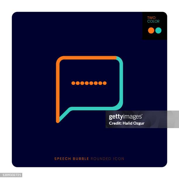 speech bubble two coloured flat line and round icon illustration - connected logo stock illustrations