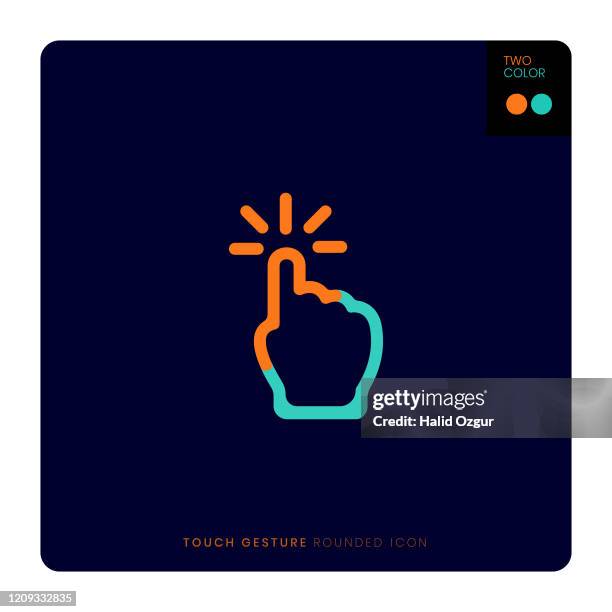 touch gesture two coloured flat line and round icon illustration - coaching logo stock illustrations