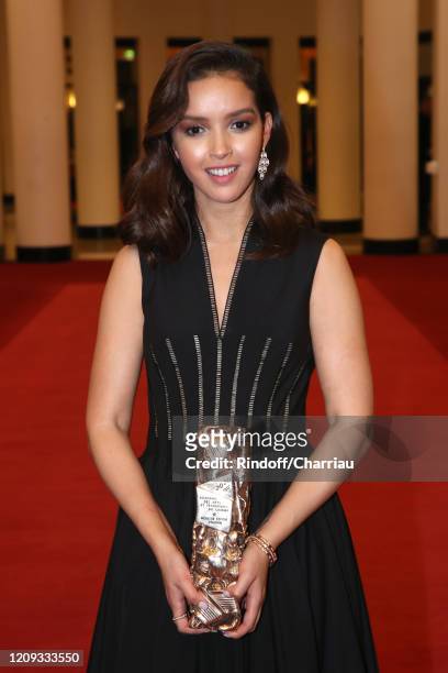 Lyna Khoudri poses with the “Best female Newcomer” award for the movie “Papicha” during the Cesar Film Awards 2020 Ceremony at Salle Pleyel In Paris...