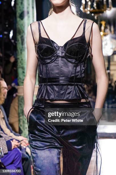 Model, fashion detail, walks the runway during the Oliver Theyskens show as part of the Paris Fashion Week Womenswear Fall/Winter 2020/2021 on...