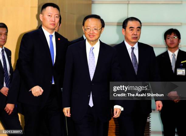 China's Central Foreign Affairs Commission Director Yang Jiechi is seen on arrival prior to his meeting with Japanese Prime Minister Shinzo Abe at...