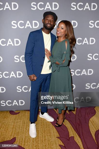 Jeremy Tardy and Tamika Waye attend the SCAD aTVfest 2020 - "68 Whiskey" Press Junket on February 28, 2020 in Atlanta, Georgia.