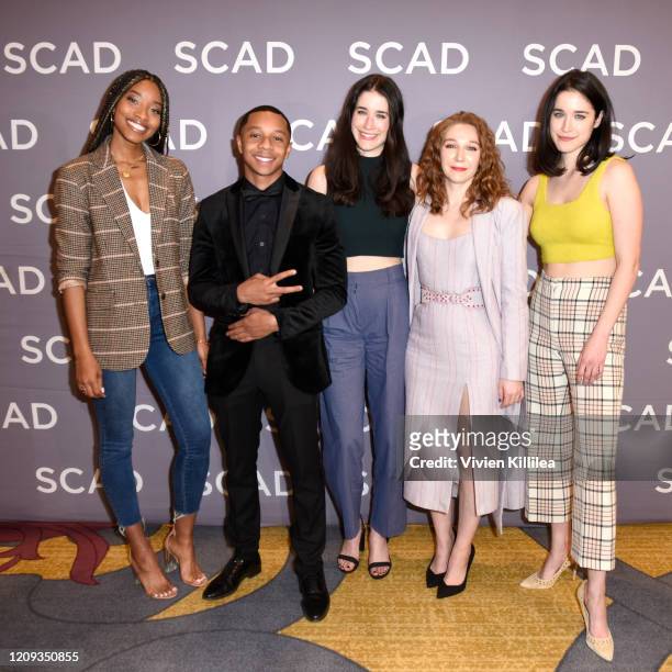 Kiandra Richardson, DeRon Horton, Rebecca Huey, Kayli Carter and Caroline Huey attend SCAD aTVfest 2020 - SCAD Grads On Television on February 28,...
