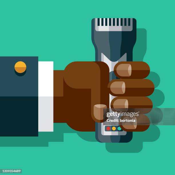 hand holding electric shaver - holding beard trimmer stock illustrations