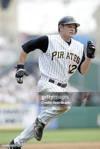 Pittsburgh Pirates Freddy Sanchez heads for home during action against the Atlanta Braves on June 5, 2005 at PNC Park in Pittsburgh, Pennsylvania.