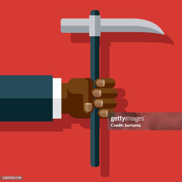 hand holding mining pick - quarry stock illustrations
