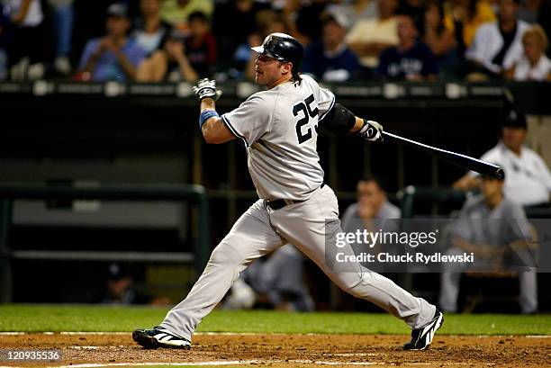 New York Yankees' DH, Jason Giambi, batting during the game against the Chicago White Sox August 9, 2006 at U.S. Cellular Field in Chicago, Illinois.