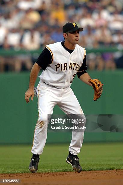 Pittsburghs' Jack Wilson sets himself against Milwaukee at PNC Park in Pittsburgh, Pennsylvania July 3, 2004