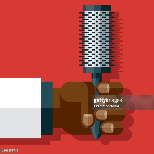hand holding round brush - man brushing stock illustrations