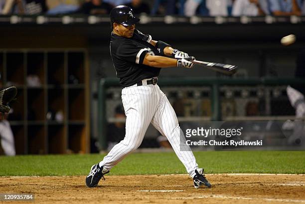 Chicago White Sox 2nd Baseman, Tadahito Iguchi, batting during the game against the Minnesota Twins August 17, 2005 at U.S. Cellular Field in...