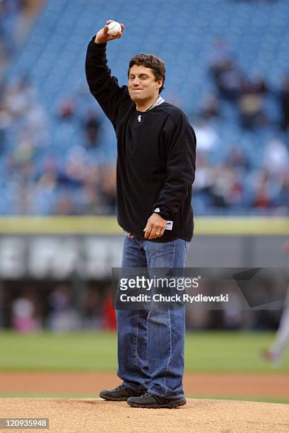 Former Chicago White Sox Allstar 3rd baseman, Robin Ventura, threw out the 1st pitch in game of Baltimore Orioles vs Chicago White Sox on May 12,...