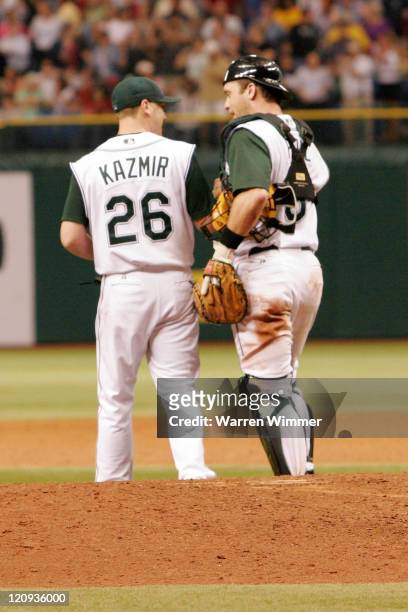 Tampa Bay Devil Rays 22-year old All-Star pitcher, Scott Kazmir, works against the Boston Red Sox at Tropicana Field in St. Petersburg, Florida on...