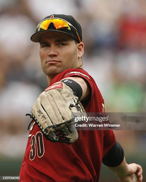 Luke Scott of the Astros during pre-game warm ups at Wrigley Field, Chicago, Illinois, USA. July 20 the Chicago Cubs, led by pitcher Carlos Zambrano...