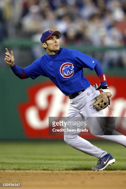 Chicago Cubs Nomar Garciaparra in action against the Pittsburgh Pirates at PNC Park in Pittsburgh, Pennsylvania on April 15, 2005.