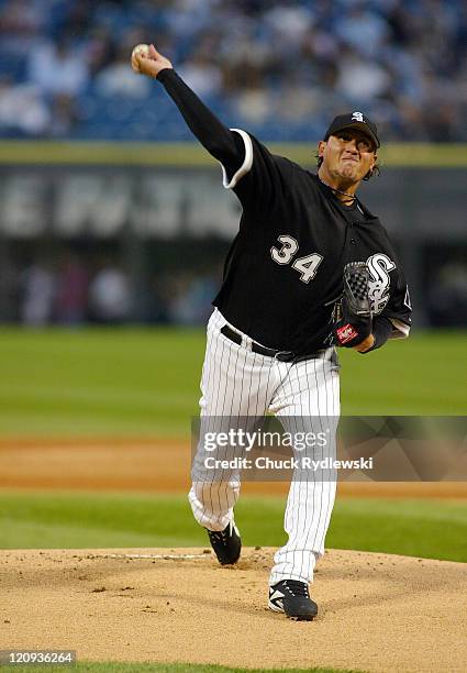 Chicago White Sox' Starter, Freddy Garcia, pitches during their game against the Los Angeles Angels May 9, 2006 at U.S. Cellular Field in Chicago,...