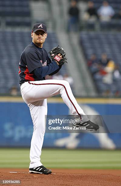 Atlanta pitcher Chuck James during the game between the Atlanta Braves and Chicago White Sox at Turner Field in Atlanta, Georgia on March 30, 2007.