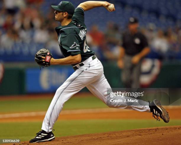 Tampa Bay starting pitcher Jason Hammel makes a pitch during Sunday's game against Kansas City at Tropicana Field in St. Petersburg, Florida on April...