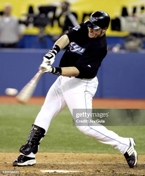 Toronto first baseman Eric Hinske in action. The Toronto Blue Jays defeated the Baltimore Orioles 3-2 at the Rogers Centre in Toronto, Canada, on...