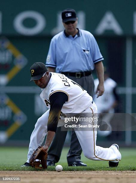 Pittsburgh Pirates Jose Castillo fields a ground ball during action against Atlanta at PNC Park in Pittsburgh, Pennsylvania on August 3, 2006.