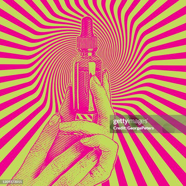 hands holding cbd oil bottle and pipette - narcotics anonymous stock illustrations