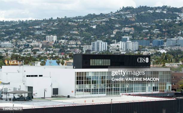 View of the CBS Television City studio complex during the Covid 19 crisis on April 7 2020, in Los Angeles.