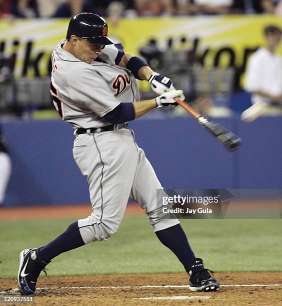 Detroit Tigers Brandon Inge connects on this pitch for his 13th HR of the season, a 3 run shot during the Detroit Tigers vs Toronto Blue Jays game on...