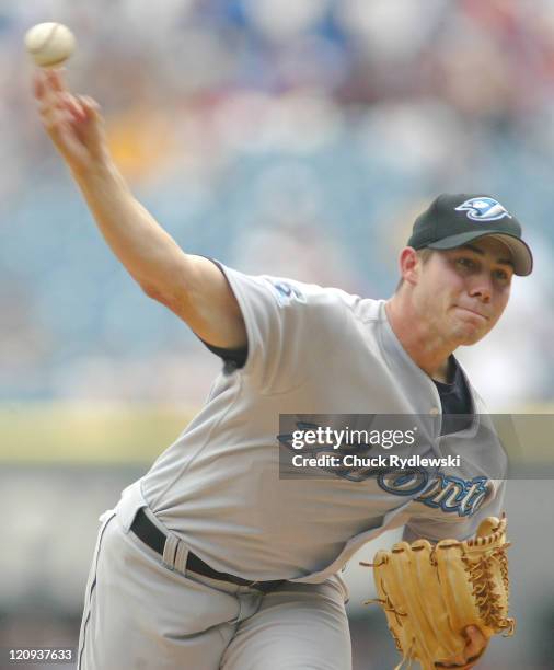 Toronto Blue Jays rookie Pitcher, Dustin McGowan, pitches during the game against the Chicago White Sox August 4, 2005 at U.S. Cellular Field in...