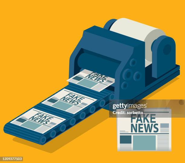 ilustrações, clipart, desenhos animados e ícones de jornal impresso - fake news - impressora fábrica