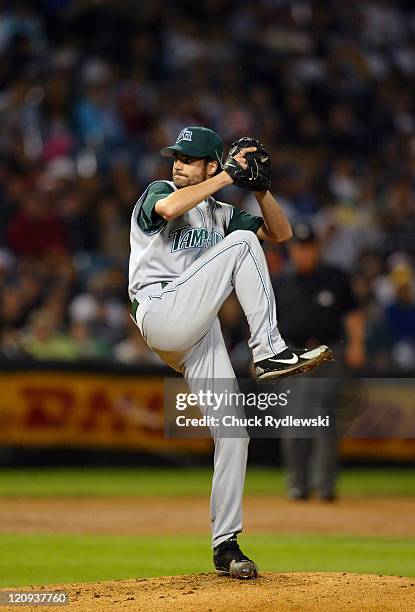 Tampa Bay Devil Rays' Starting Pitcher, Casey Fossum, pitches during their game against the Chicago White Sox August 29, 2006 at U.S. Cellular Field...