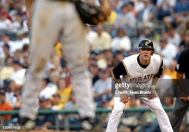 Jason Bay at first base vs. Milwaukee at PNC Park in Pittsburgh, Pennsylvania July 3, 2004