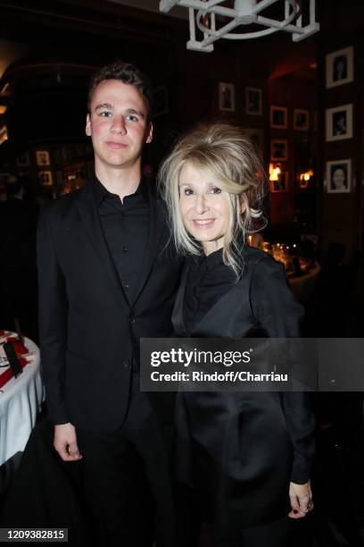 Anne-Florence Schmitt and her son attend Cesar Film Award 2020 Dinner at Le Fouquet's on February 28, 2020 in Paris, France.