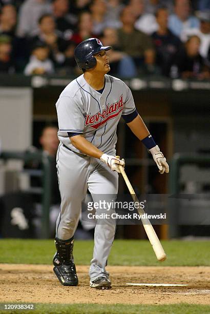 Cleveland Indians' catcher Victor Martinez batting during the game against the Chicago White Sox June 11, 2006 at U.S. Cellular Field in Chicago,...
