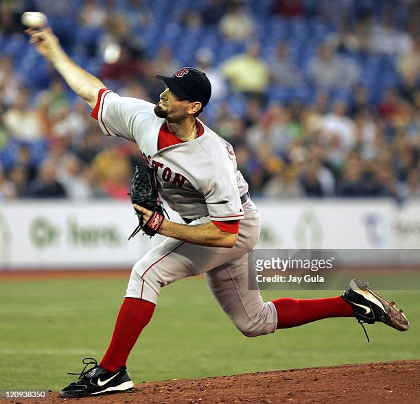 Matt Clement started for Boston during the Boston Red Sox vs Toronto Blue Jays on September 13, 2005 at Rogers Centre.