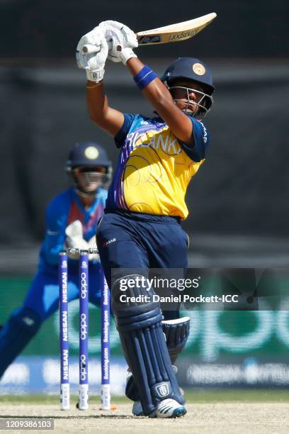 Chamari Athapaththu of Sri Lanka bats during the ICC Women's T20 Cricket World Cup match between India and Sri Lanka at Junction Oval on February 29,...