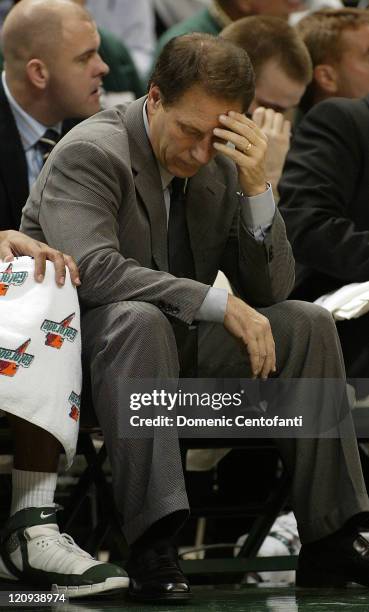 Michigan State head coach Tom Izzo in the second half after watching his team's lead slip away. Michigan State beat Georgia Tech by a score of 88-86...