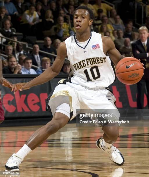 Wake Forest guard Ishmael Smith during first half action versus Boston College at the LJVM Coliseum in Winston-Salem, NC, Tuesday, January 9, 2007....