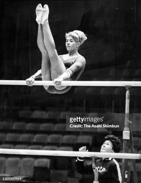 Larysa Latynina of Soviet Union in training at the Tokyo Metropolitan Gymnasium ahead of the Tokyo Olympic Games on October 5, 1964 in Tokyo, Japan.