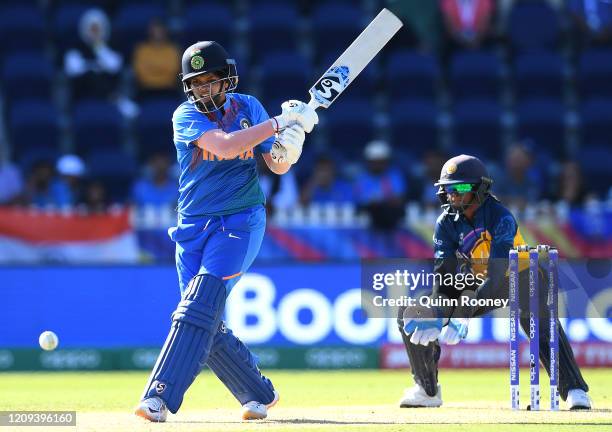 Shafali Verma of India bats during the ICC Women's T20 Cricket World Cup match between India and Sri Lanka at Junction Oval on February 29, 2020 in...