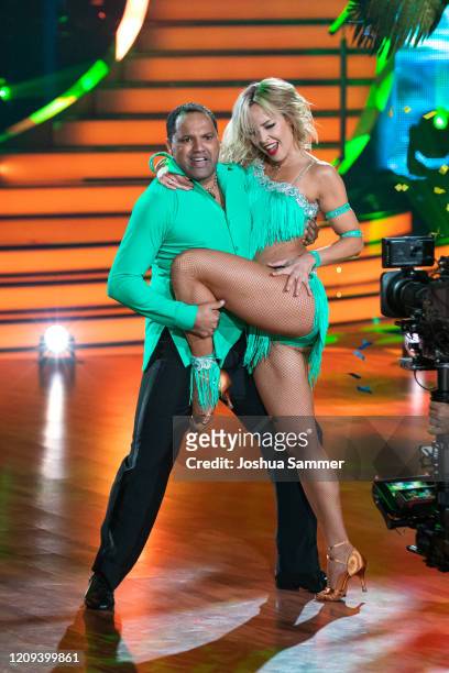 Ailton Goncalves da Silva and Isabel Edvardsson perform on stage during the 1st show of the 13th season of the television competition "Let's Dance"...