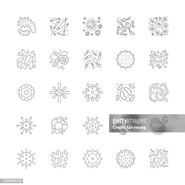 virus cell icons - plant cell stock illustrations