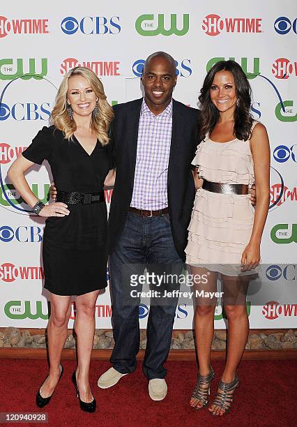Brooke Anderson, Kevin Frazier and Chistina McLarty arrive at the TCA Party for CBS, The CW and Showtime held at The Pagoda on August 3, 2011 in...