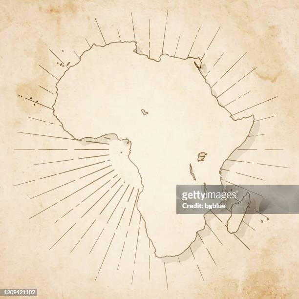 africa map in retro vintage style - old textured paper - réunion stock illustrations