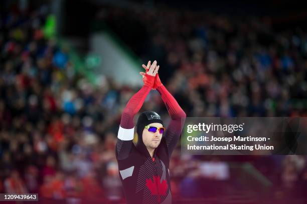 Laurent Dubreuil of Canada prepares in the 2nd Men's 500m Sprint during the Combined ISU World Sprint & World Allround Speed Skating Championships at...