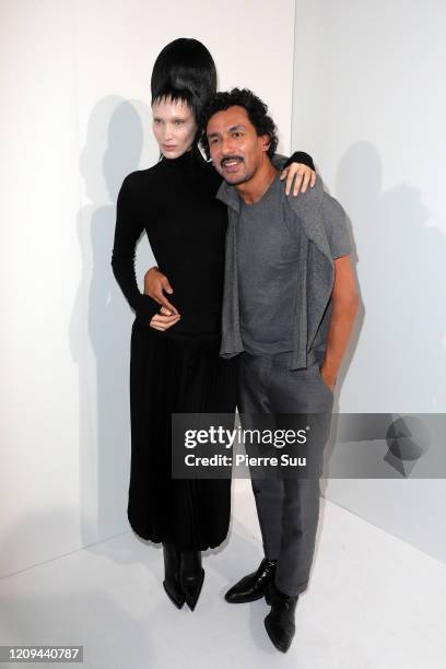 Bella Hadid and Haider Ackermann are seen backstage at the Haider Ackermann Womenswear Fall/Winter 2020/2021 show as part of Paris Fashion Week on...