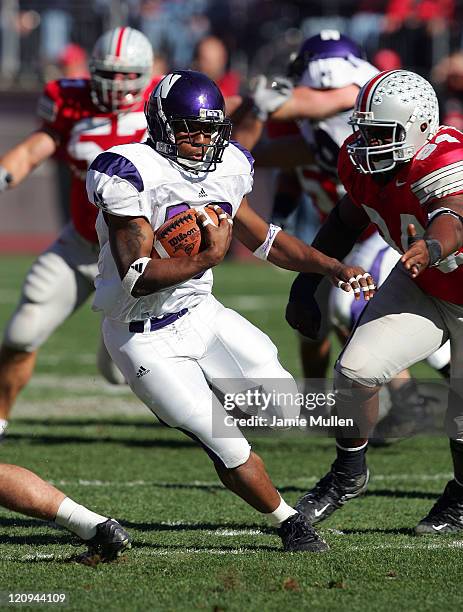 Northwestern Running Back, Tyrell Sutton, during the game against the Ohio State Buckeyes, November 12 at Ohio Stadium in Columbus, Ohio. The...